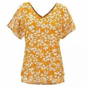 Cabi 3598 Butterscotch Yellow Floral Thrive Top, size small